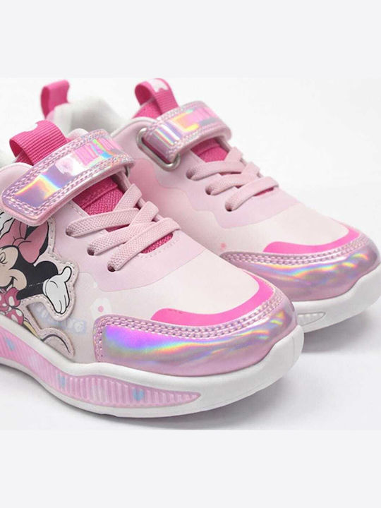 Minnie Adidasi Copii Anatomici cu Închidere Hoop & Loop și cu Luminite Roz