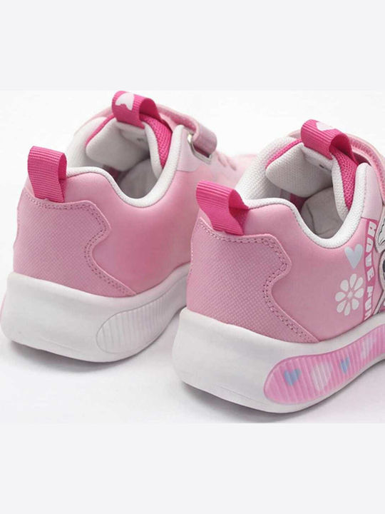 Minnie Adidasi Copii Anatomici cu Închidere Hoop & Loop și cu Luminite Roz