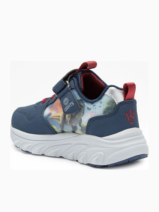 Kids Sneakers with Hoop & Loop Closure & Lights Blue