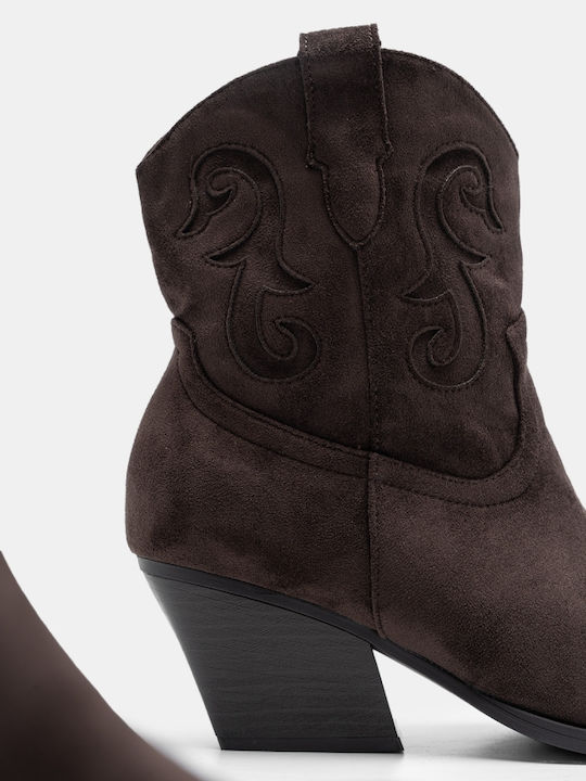 Wildleder Stiefeletten Damen Cowboy Braun