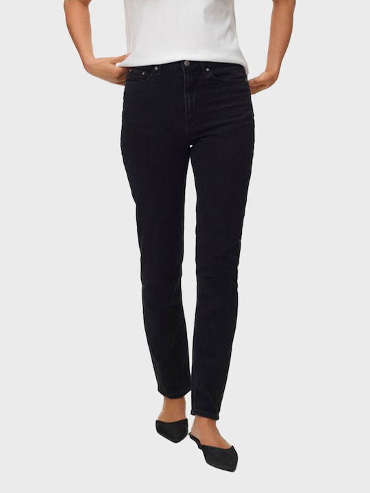 Pantaloni Jean Damă Cu Talie Înaltă În Croială Mom Negri