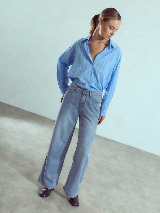 Celestino Damen Jeans Wide Bein Loose Passform Hellblau