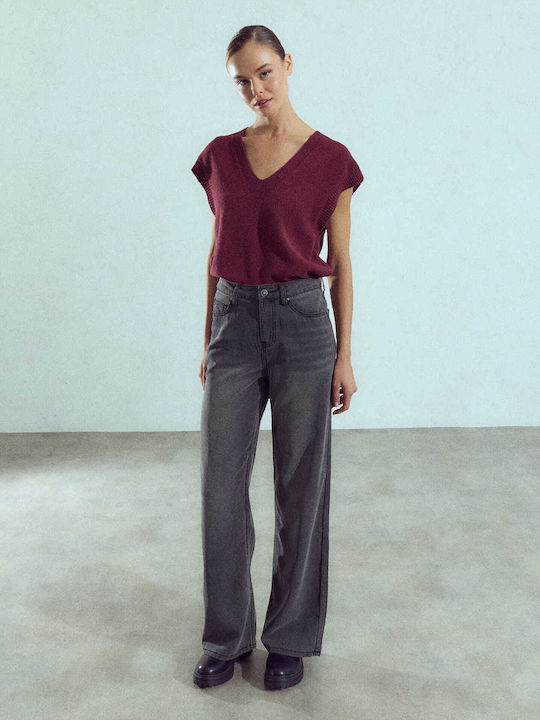 Celestino Damen Jeans Wide Leg Loose Fit Schwarz