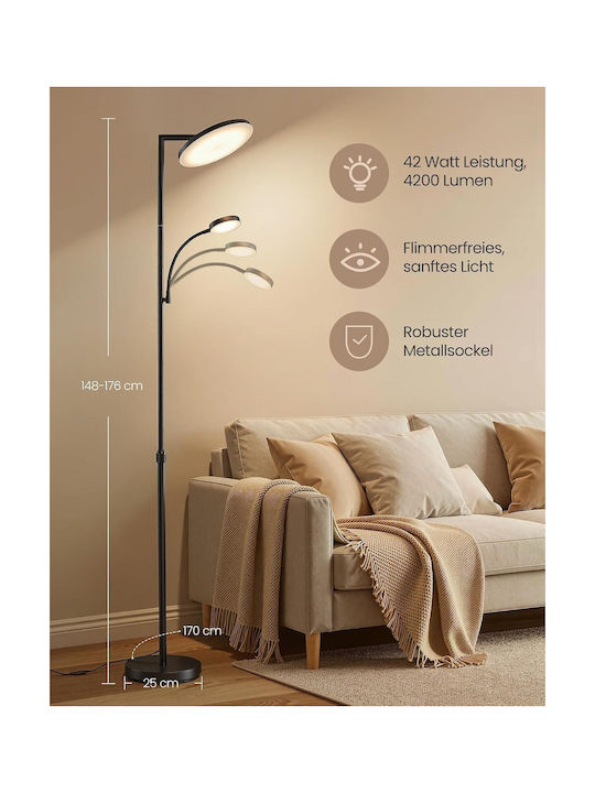 Vasagle LED Φωτιστικό Δαπέδου Υ176xΜ25εκ. με Θερμό Λευκό Φως 3600lm