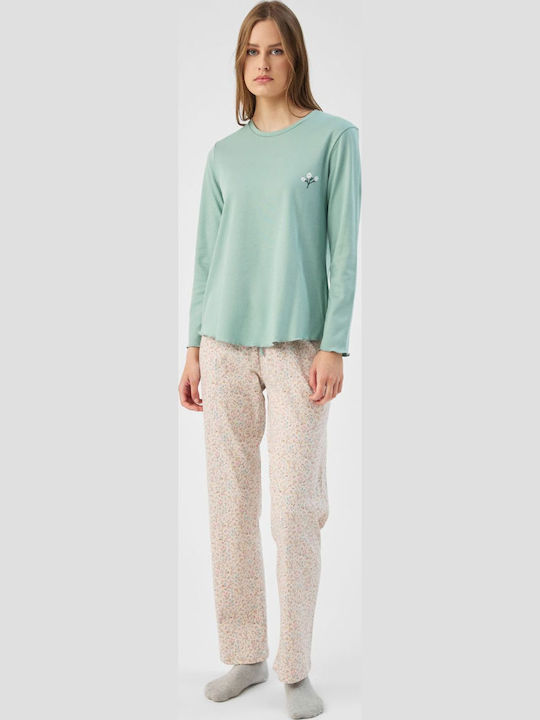Minerva Winter Women's Pyjamas Set Cotton Khaki