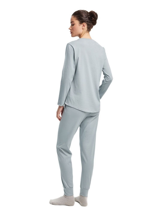 Minerva Set Pijamale Dama De Iarnă Bumbac Gri
