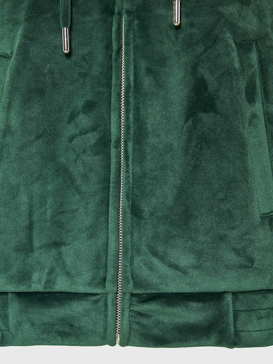 Women's Hooded Velvet Sweatshirt Green