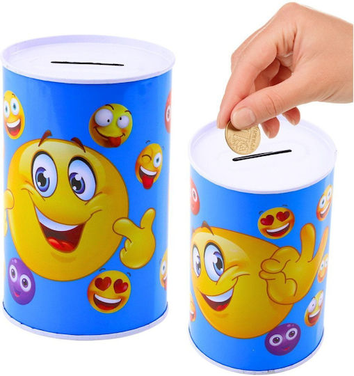 Leantoys Метален Касичка Emoticons Синьо-кафяв 13 X 8cm