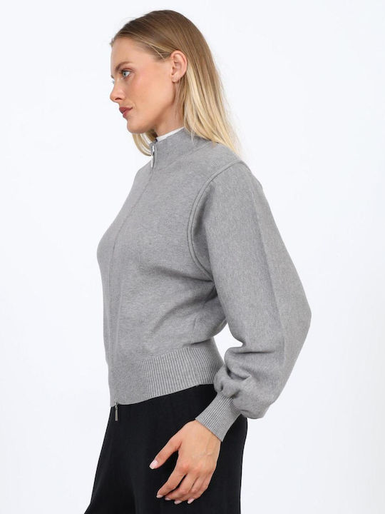 Damen Strickjacke mit Reissverschluss Grau