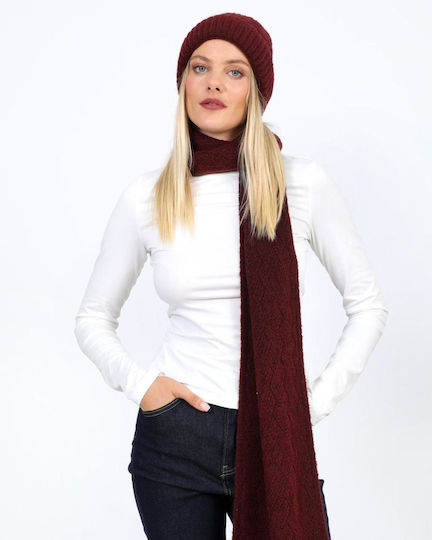 Unisex Beanie Strickmütze in Burgundischer Farbe