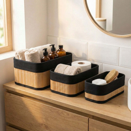 ikonka Bamboo Brown Storage Basket