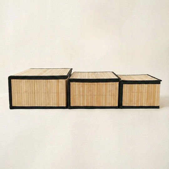 ikonka Aufbewahrungskorb Bamboo mit Deckel Braune