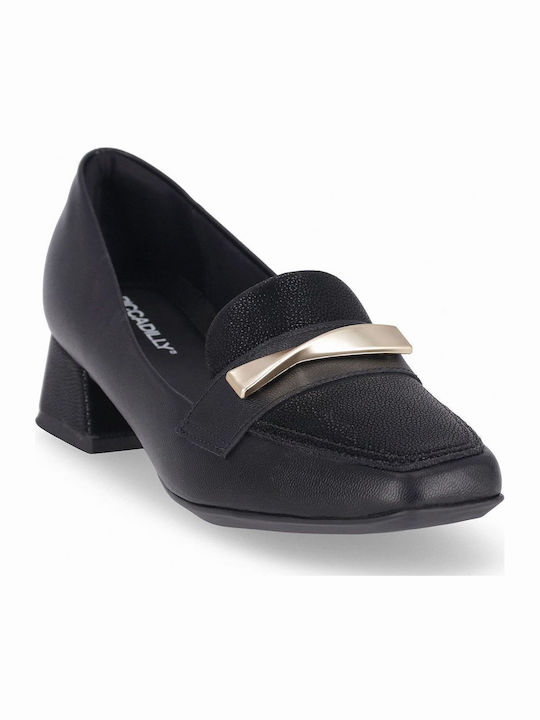 Loafer Γόβες με Χοντρό Χαμηλό Τακούνι Μαύρες