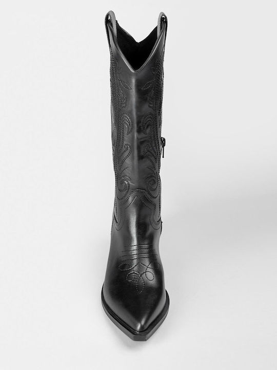 Women's Cowboy Boots with Medium Heel Black