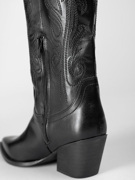 Women's Cowboy Boots with Medium Heel Black