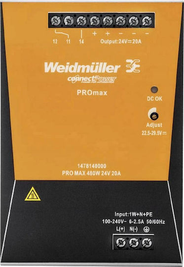 Weidmuller Sursă De Alimentare DIN Rail Cu Ieșire 24V Și Putere 480W 20A
