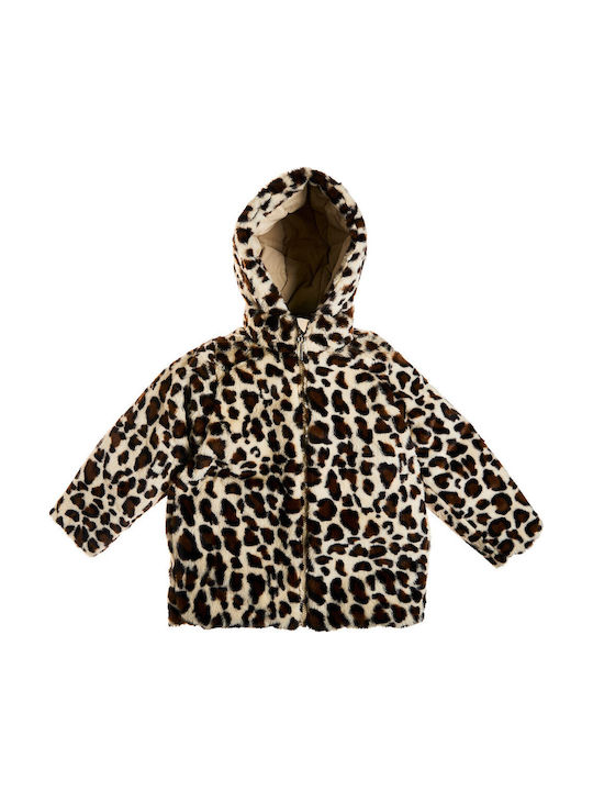 Kids Casual Short Double Sided Jacket with Lining and Hood Beige