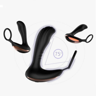 Silicone Prostate Vibrator Cock Ring Black