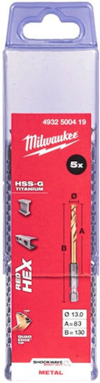 Proedge Milwaukee Bohrmaschine Metall Hss-g Tin 13,0 mm 5 Stück