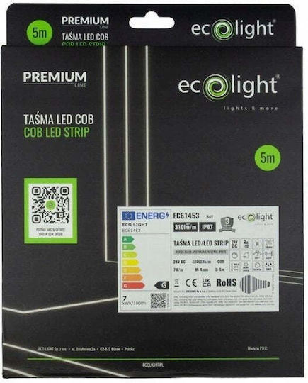Eco Light Αδιάβροχη Ταινία LED 24V Φυσικό Λευκό Φως 5m Neon Flex