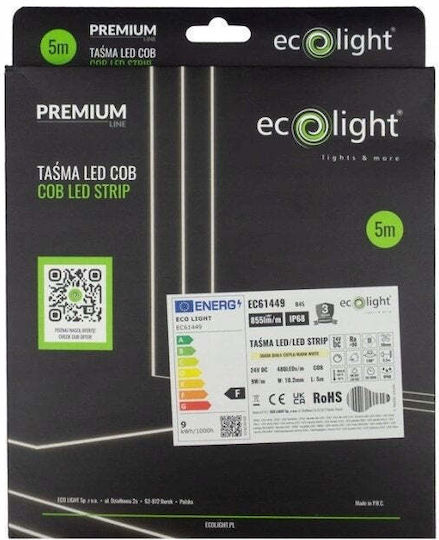 Eco Light Водоустойчива LED лента 24V Топло Бяло Светлина 5m Neon Flex