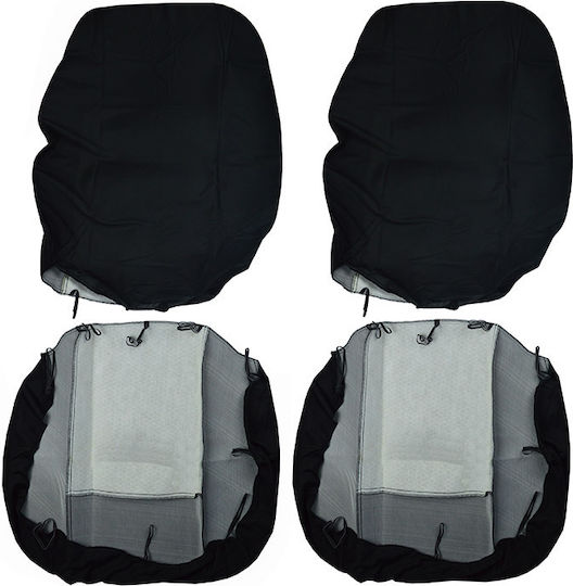 Front Seat Covers Fabric Prime Black-Grey Pair 6 Pieces 11704