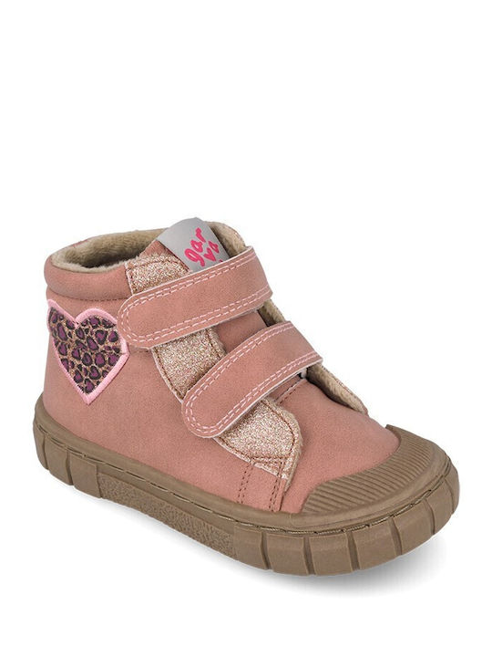 Anatomic Kids Barefoot Ankle Boots with Hoop & Loop Closure Pink