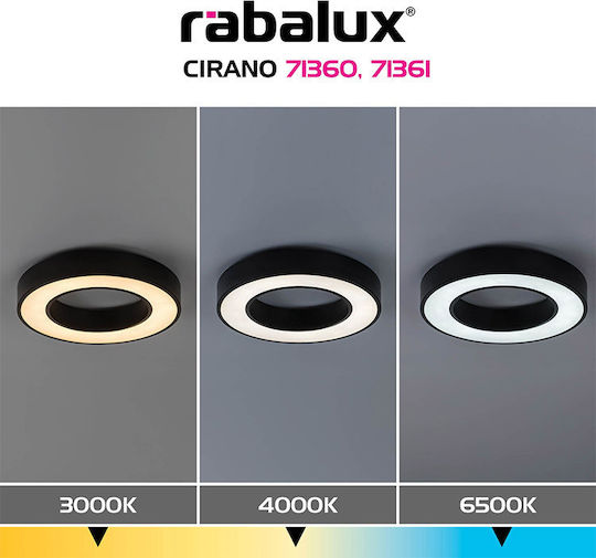 Rabalux Smart Plafonieră De Tavan Neagră Cu LED Integrat Și Telecomandă