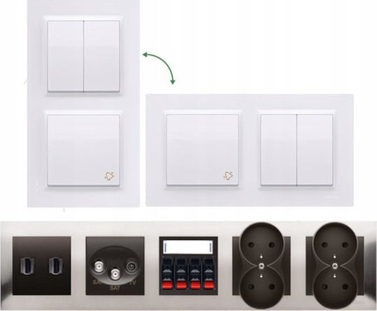 Kontakt-Simon Двоен Външен Мрежов и Телефонен Контакт RJ45/RJ11 Тип Cat5e в Черен Цвят D5T.01/49