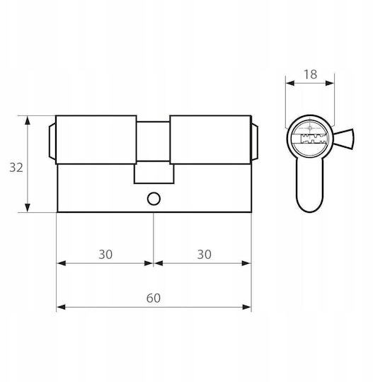PSG Цилиндър за ключалка 60mm (30-30)