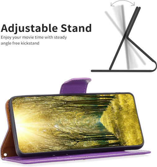 Binfen Color Xiaomi Redmi 12 4G Premium Leather Wallet Purple Mobile Phone Case