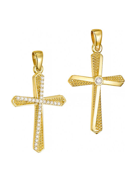 Papoulidis Jewellery Дамски Златен Кръст 14 Карата Двулицев Без Верижка