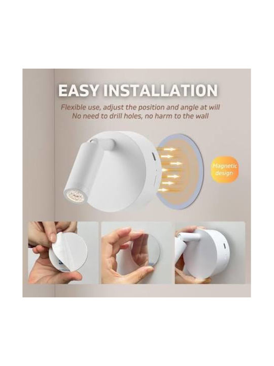 Modern Wandleuchte mit Integrierter LED mit USB-Anschluss Schwarz