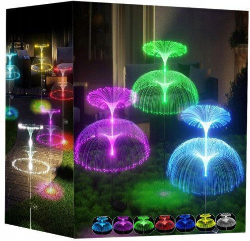 Set 2 Solarleuchten RGB mit Fotowiderstand IP65 5,5x5cm