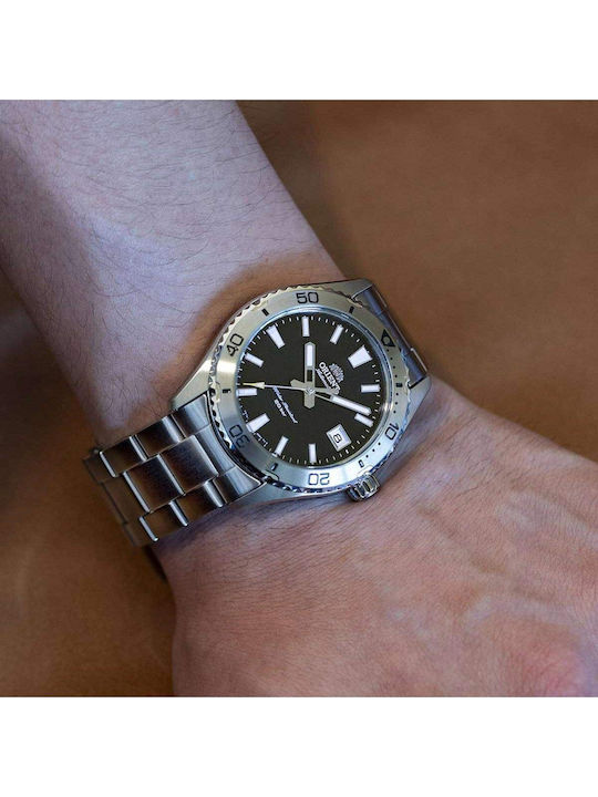 Orient Mako 40 Herrenuhr Automatisch mit Silbernem Rostfreiem Stahlarmband