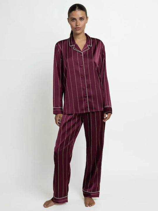 Admas Admas Damen Winter Schlafanzug Set Burgundisch Admas Admas Damen Winter Schlafanzug Set Burgundisch