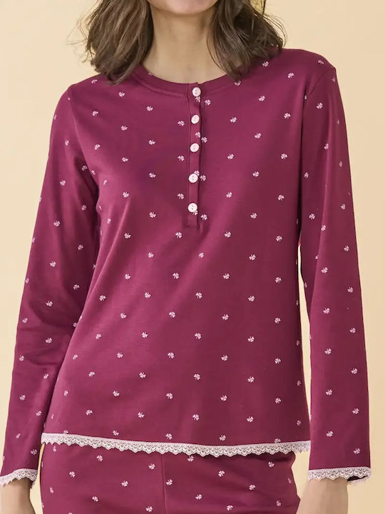 Noidinotte Winter Women's Pyjamas Set Bordeaux
