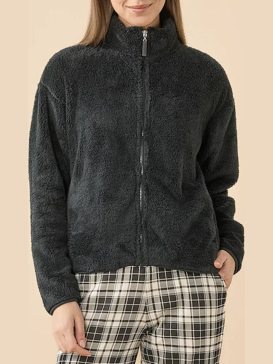 Noidinotte Winters Damen Schlafanzug Strickjacke Schwarz