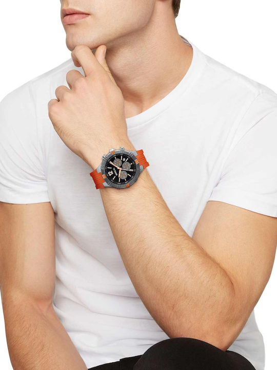 Breil Men's Battery Chronograph Watch With Orange Rubber Strap