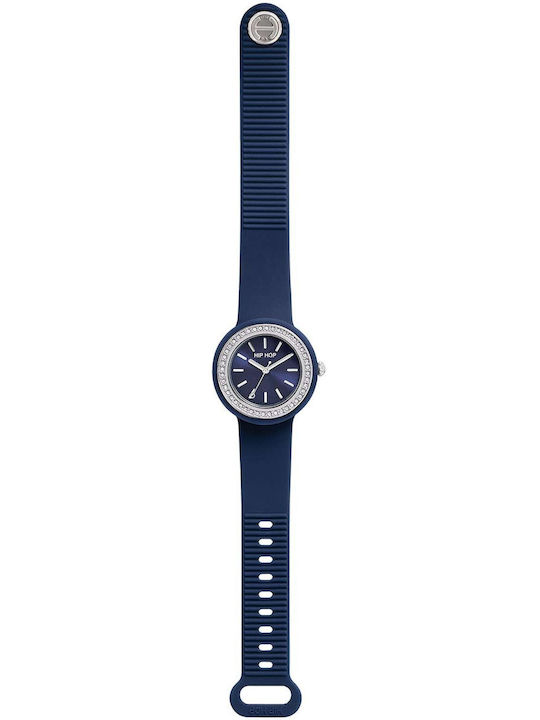 HipHop Women's Watch Battery with Blue Rubber Strap