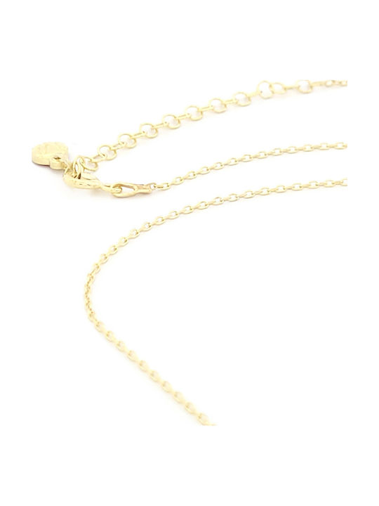 Necklace With Heart Design From Gold Plated Silver With Zircon