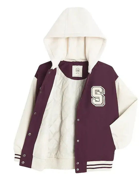 Kids’ Casual Short Hooded Jacket Purple