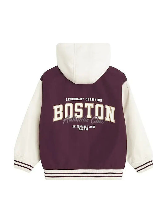 Kids’ Casual Short Hooded Jacket Purple