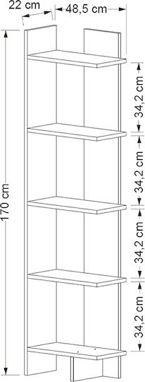 Bookcase Sepet Oak 48x22x170cm