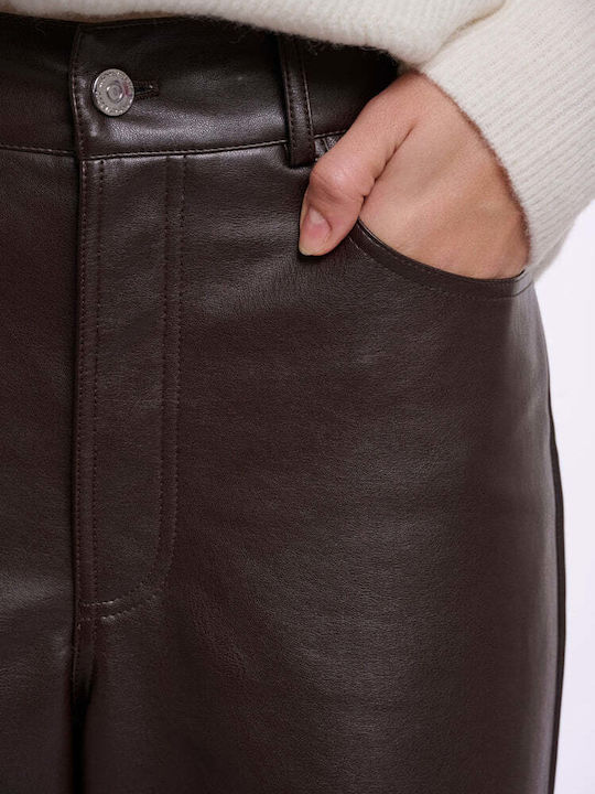 Damen Stoffhose in Gerader Bein Stil Braun