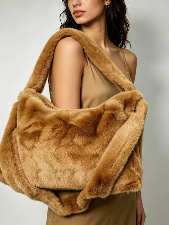 Damen-Hobo-Tasche aus Fell Braun