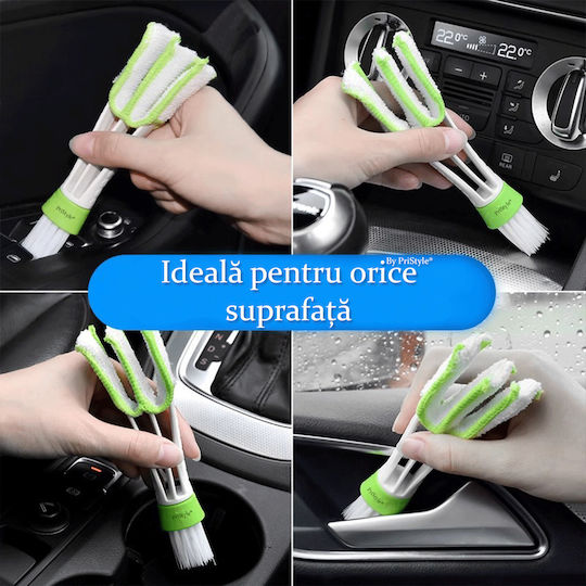 Pristyle Perie de Curățare pentru Mașini Interiorul Mașinii Șanțuri Grile 2 în 1 Detașabilă Perie din Microfibră Ideală pentru Suprafețe Înguste și Dificile Interiorul Mașinii Praf Scame Mobilier Tastaturi Eficientă Rapidă Verde
