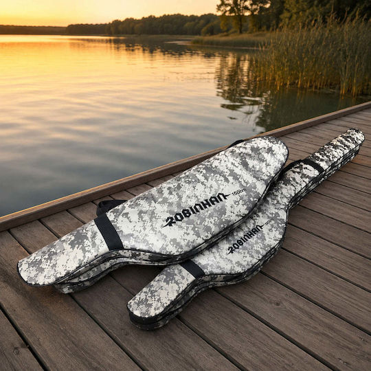 Double Fishing Rod Bag White Black Camouflage 150 Cm