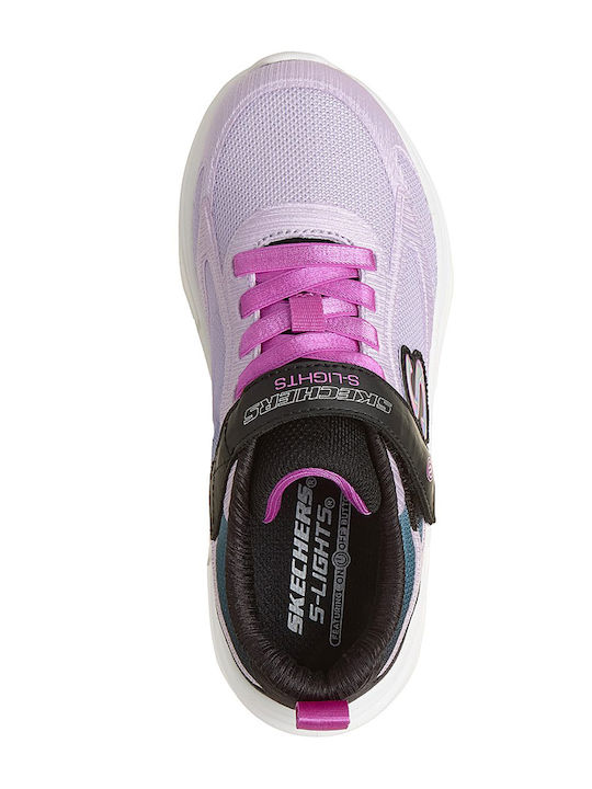 Kids Sneakers with Hoop & Loop Closure and Lights Black