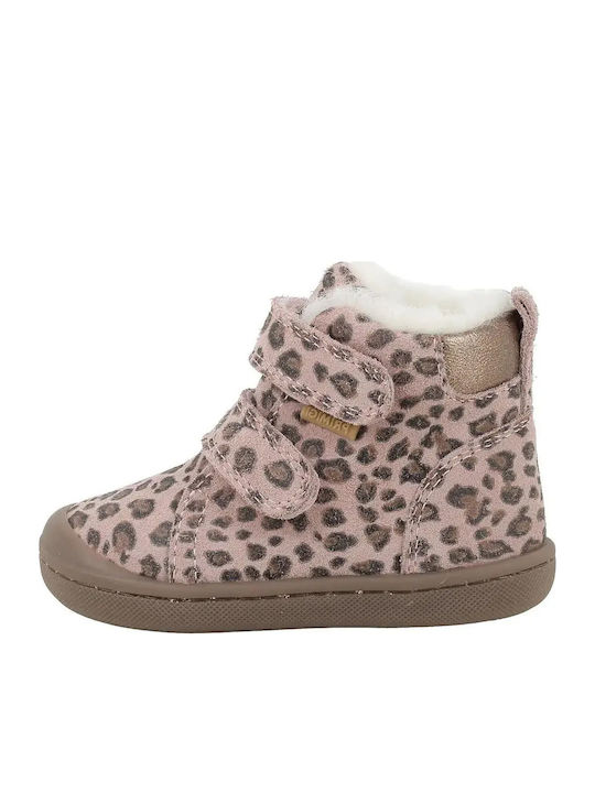 Anatomic Leather Kids Ankle Boots with Hoop & Loop Closure Pink